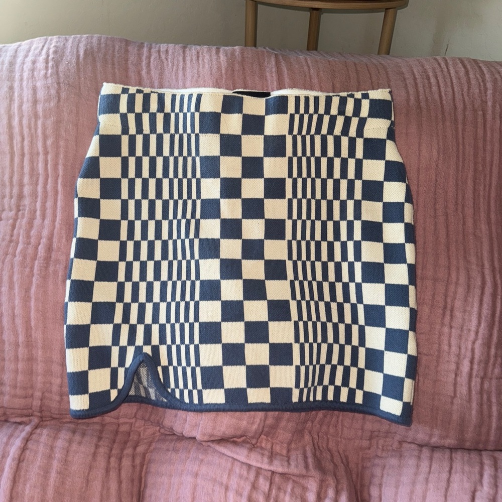Checkered Blue and White Skirt